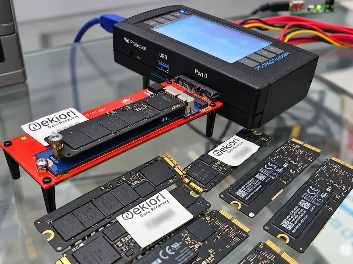Equipo de laboratorio y unidades SSD de Mac en Nekiori